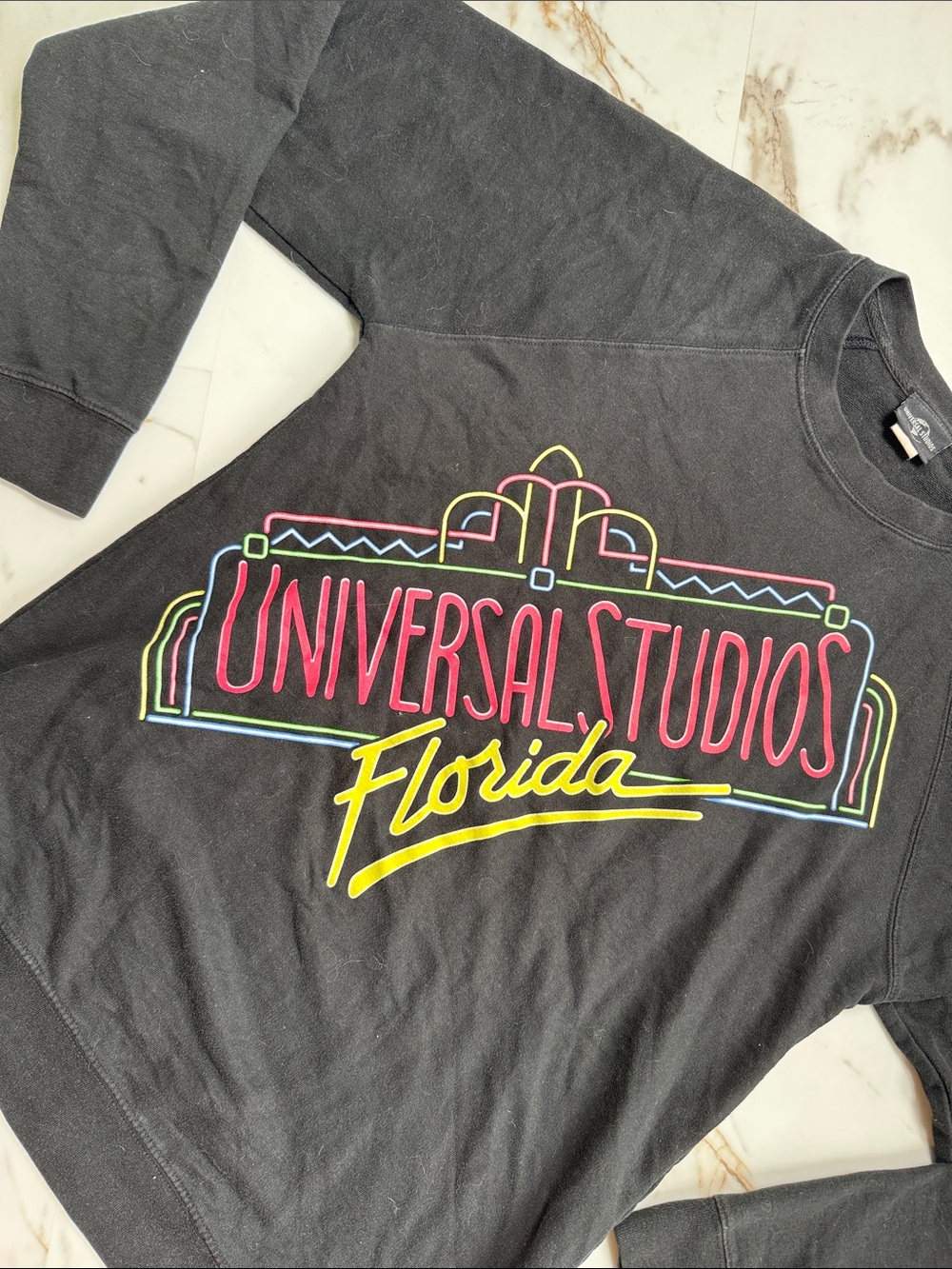 Vintage Universal Studios Florida Sz XL Crewneck Sweatshirt Black Neon 90s
